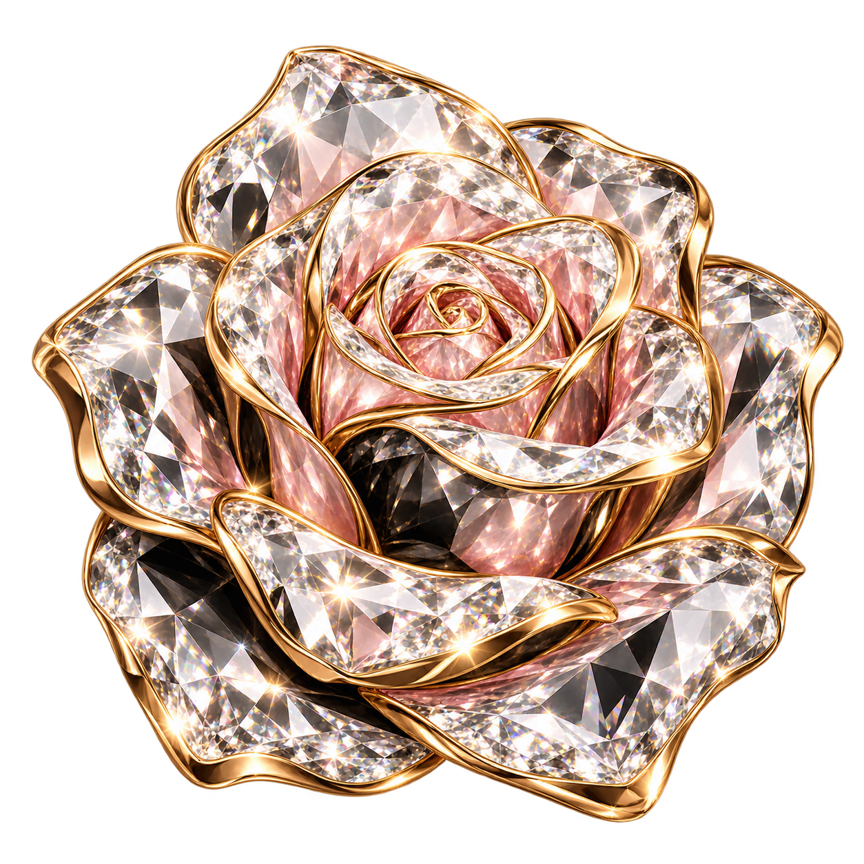 Pink diamond-petal rose